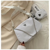 Solid Colors Metal Chain Small Wallets Shoulder Crossbody Bags
