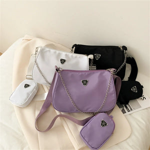 Solid Colors Metal Chain Small Wallets Shoulder Crossbody Bags