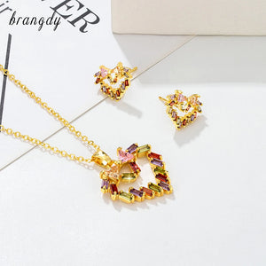 24k Plated Heart Necklace & Earring Set