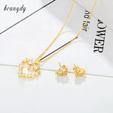 24k Plated Heart Necklace & Earring Set