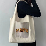 Woman Canvas Bag Shopper Portable Travel Large-capacity Storage