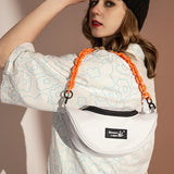 Women Canvas Chest Bags Waist Bag Casual Leather Half Moon Bags