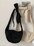 Canvas Dumpling Bag Lace Up Messenger Bag Women's Shoulder Cross Body Bag