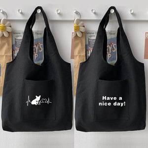 Food Pattern Printing Series Tote Bag Canvas Bag Student Soft Commuter Bag