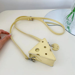 Woman Cheese Triangle Shoulder Bag PU Leather Mini Messenger Crossbody Bags