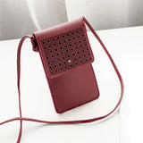 Women Clutch Hollow Out Phone Bag Wallets Flap Touch Screen Shoulder Bag