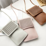Women Clutch Hollow Out Phone Bag Wallets Flap Touch Screen Shoulder Bag