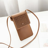 Women Clutch Hollow Out Phone Bag Wallets Flap Touch Screen Shoulder Bag