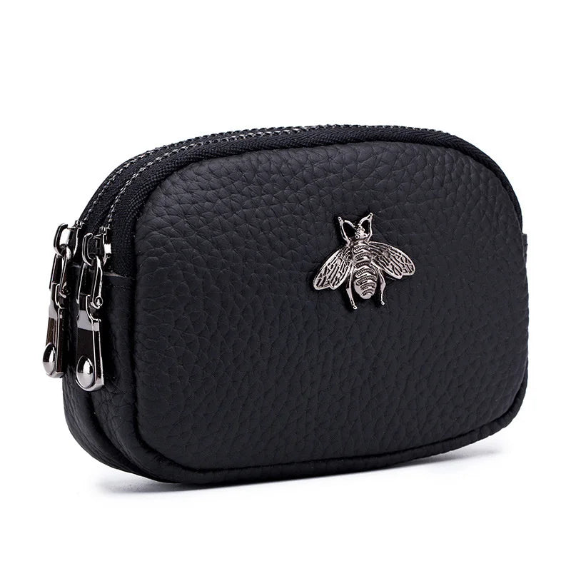 Leather Coin Purse Men Women RFID Blocking Small Change Pocket
