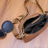 Leather Crossbody Bag Set Wide Straps 3 Pcs