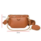 Leather Crossbody Bag Set Wide Straps 3 Pcs