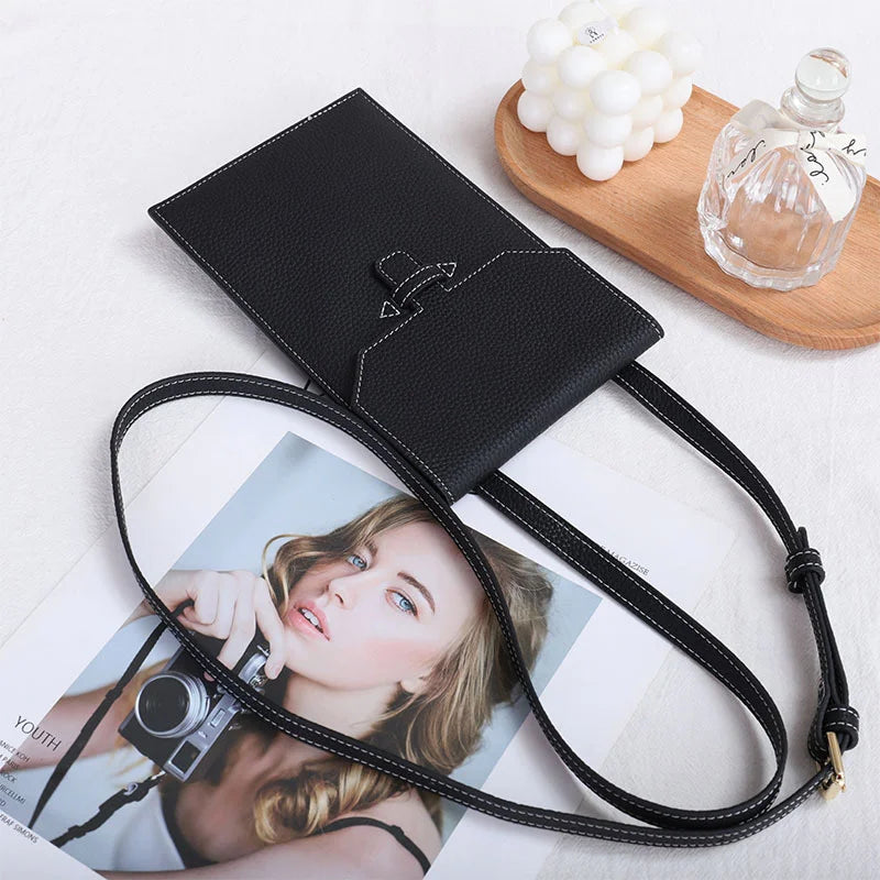 Cow Leather Crossbody Phone Bag for Women