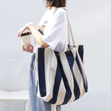 Woman Canvas Saddle Bag Shoulder Bags High Strip All-match