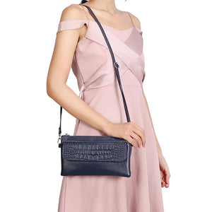 Leather Cross Body Bag for Women Solid Shoulder Messenger Clutch
