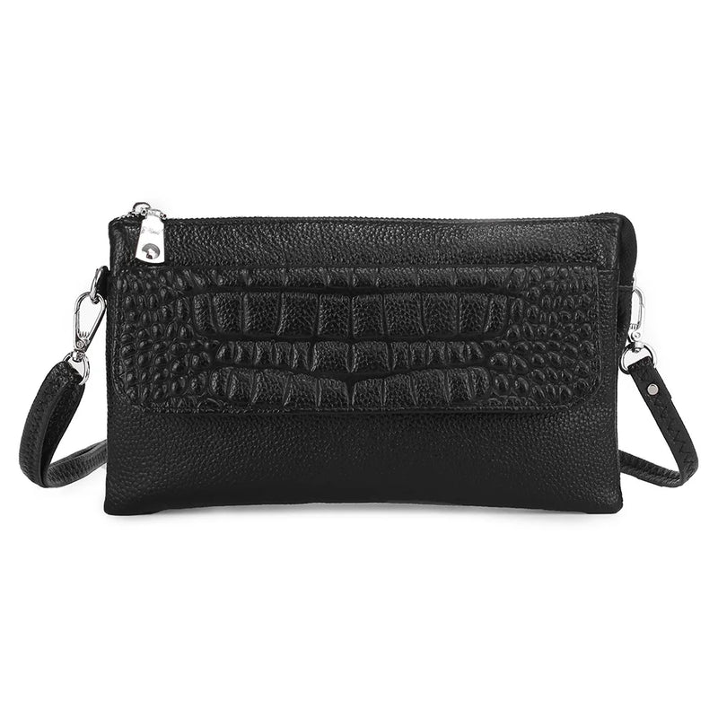 Leather Cross Body Bag for Women Solid Shoulder Messenger Clutch