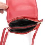 Woman Leather Crossbody Messenger Bag Mini Mobile Phone Pocket