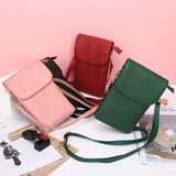 Woman Leather Crossbody Messenger Bag Mini Mobile Phone Pocket