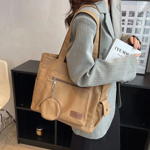 Canvas Handbag for College Students with Large Capacity