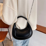 Vintage Leather Hobo Bag Small Shoulder Crossbody Chain Clutch Purse