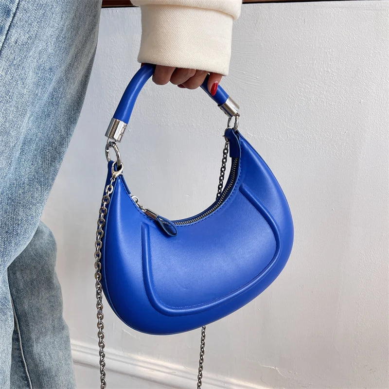 Vintage Leather Hobo Bag Small Shoulder Crossbody Chain Clutch Purse