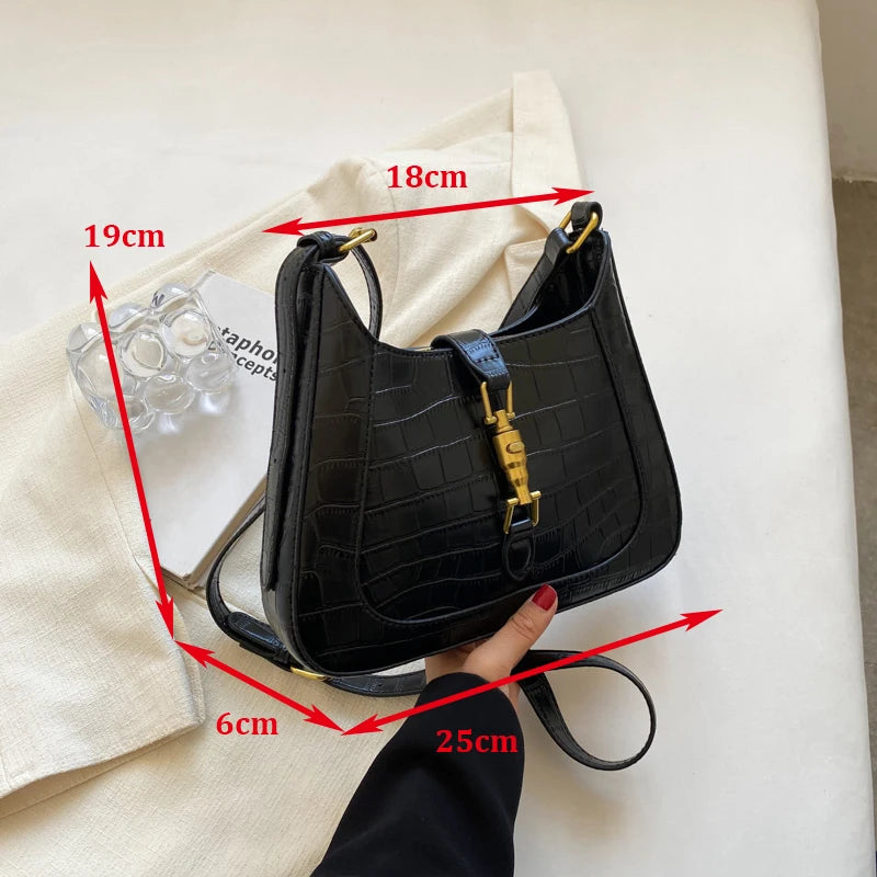 Crocodile Leather Hobo Bag Vintage Shoulder Crossbody Purse