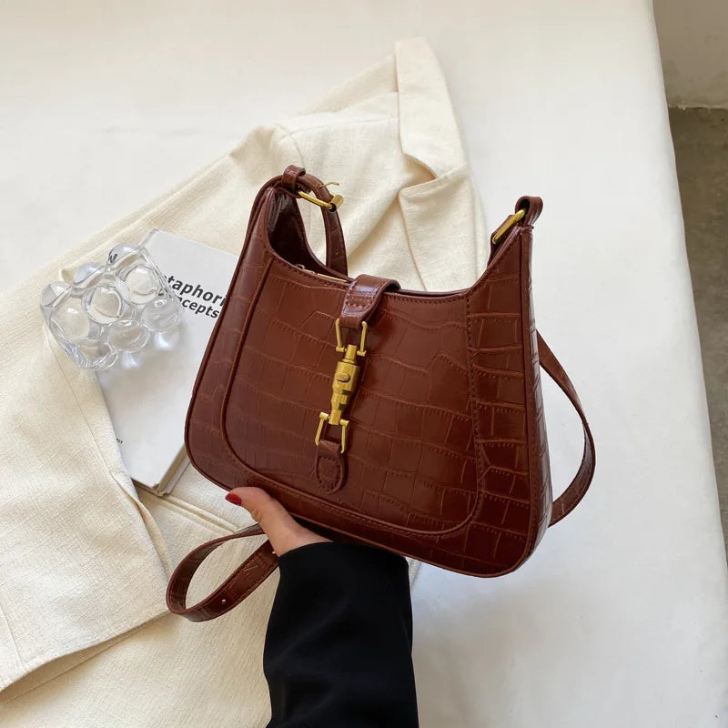 Crocodile Leather Hobo Bag Vintage Shoulder Crossbody Purse