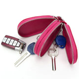 Cow Leather Double Layer Zipper Key Wallet