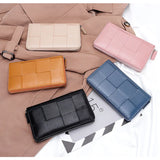 Woven Long Women's Leather Wallet Zipper Handbag