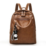 Women High Leather Backpack Large Capacity School Bag