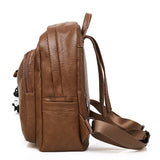 Women High Leather Backpack Large Capacity School Bag