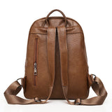 Women High Leather Backpack Large Capacity School Bag