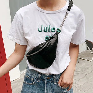 Sequins Waist Bag Laser Fanny Pack Plaid Shoulder Crossbody Chest Bum Bag