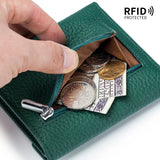 Lychee Pattern Cowhide Short Wallet with Card Slot