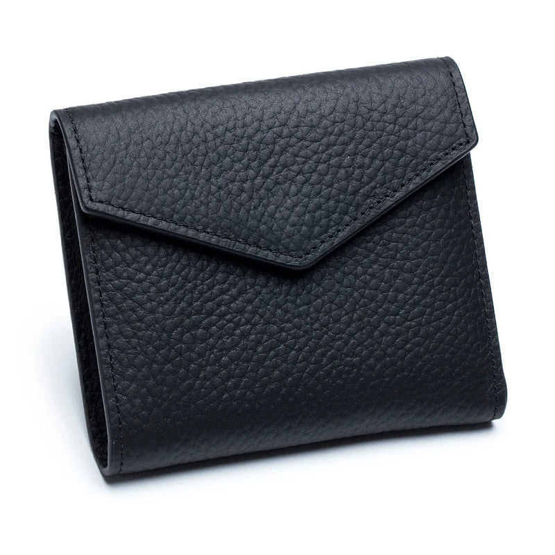 Lychee Pattern Cowhide Short Wallet with Card Slot