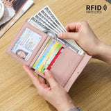 Lychee Pattern Cowhide Short Wallet with Card Slot