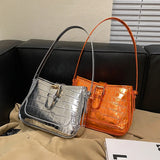 Leather Stone Pattern Shoulder Bag Square Handbag Crossbody Tote Messenger