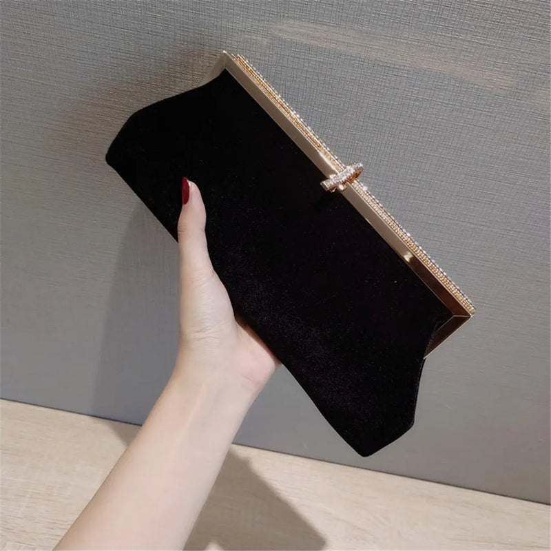 Velvet Party Clutch Purse Wedding Evening Bag Chain Bag