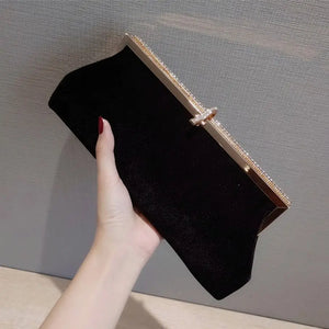 Velvet Party Clutch Purse Wedding Evening Bag Chain Bag