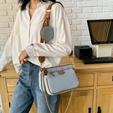 Women Small Shoulder Bag PU Leather Three in One Handbags Crossbody Bag