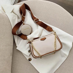Women Small Shoulder Bag PU Leather Three in One Handbags Crossbody Bag