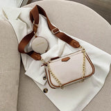 Women Small Shoulder Bag PU Leather Three in One Handbags Crossbody Bag