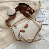 Women Small Shoulder Bag PU Leather Three in One Handbags Crossbody Bag
