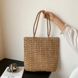 Rattan Straw Woven Large Tote Shoulder Bag for Women Summer Beach Bohemia Travel