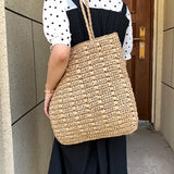 Rattan Straw Woven Large Tote Shoulder Bag for Women Summer Beach Bohemia Travel