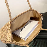 Rattan Straw Woven Large Tote Shoulder Bag for Women Summer Beach Bohemia Travel