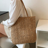 Rattan Straw Woven Large Tote Shoulder Bag for Women Summer Beach Bohemia Travel