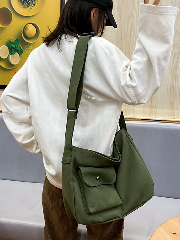 Canvas Tote Bag Crossbody Shoulder Handbag Schoolbag