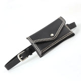 Vintage Rivet Waist Belt Bag Phone Pocket PU Leather Lady Fanny Pack