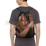 Funny Woman Yelling At Cat Drawstring Bag