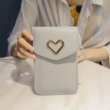 Metal Love Shoulder Phone Wallet Bag Ladies Hand Take Wallet